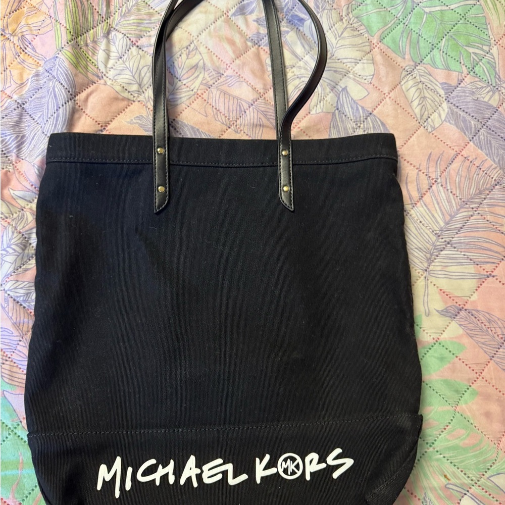 Michael Kors Black Canvas Tote with Logo